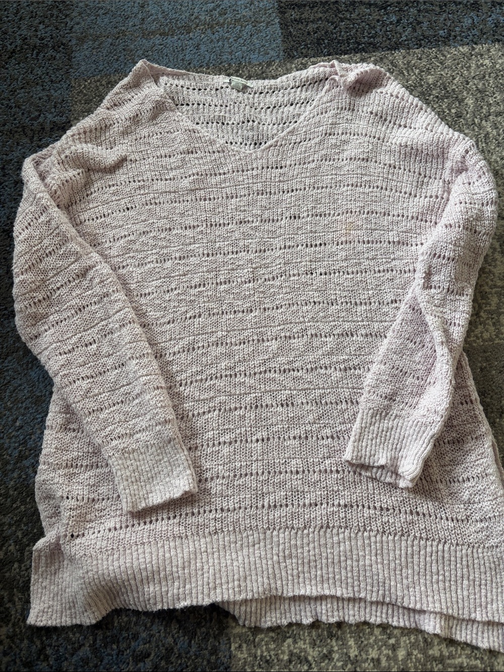 American Eagle Outfitters Light Pink V-Neck Knit Sweater